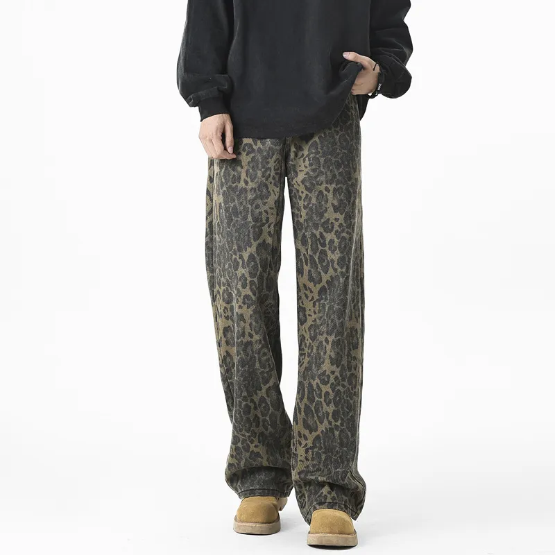 Kudamm Jeans Unisex Leopard Print-2