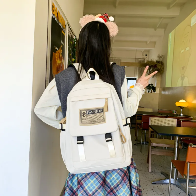 MOK Nylon Backpack Regular Unisex White/Black/Burgundy/Khaki-2