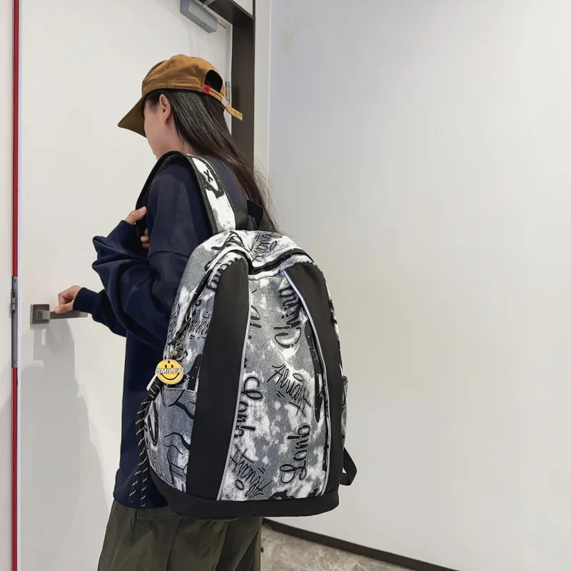 MOK Nylon Backpack Regular Unisex Black/Gray/Blue-4