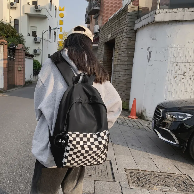 MOK Nylon Backpack Unisex Checkerboard/White/Black-6