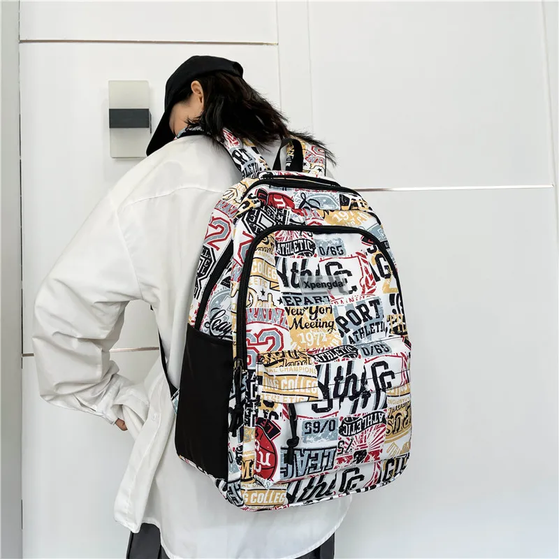 MOK Nylon Backpack Unisex White/Gray/Black-2