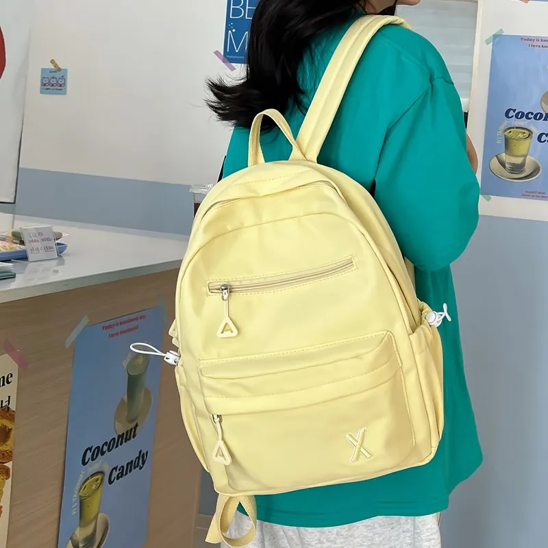 MOK Composite Cloth Backpack Unisex Ecru/Gray/Light Yellow/Light Green-5