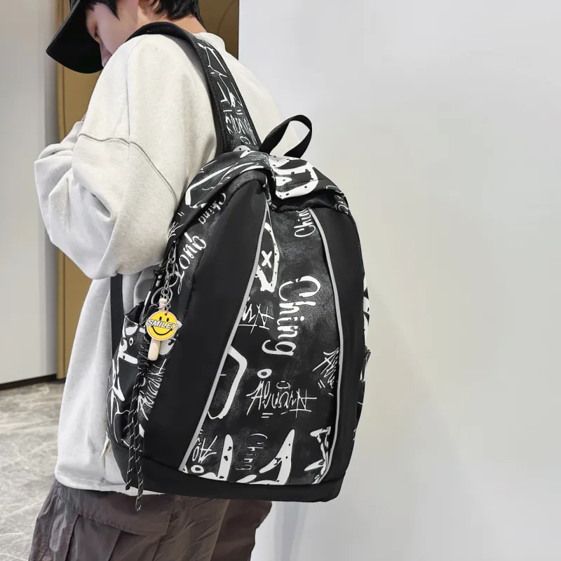 MOK Nylon Backpack Regular Unisex Black/Gray/Blue-1
