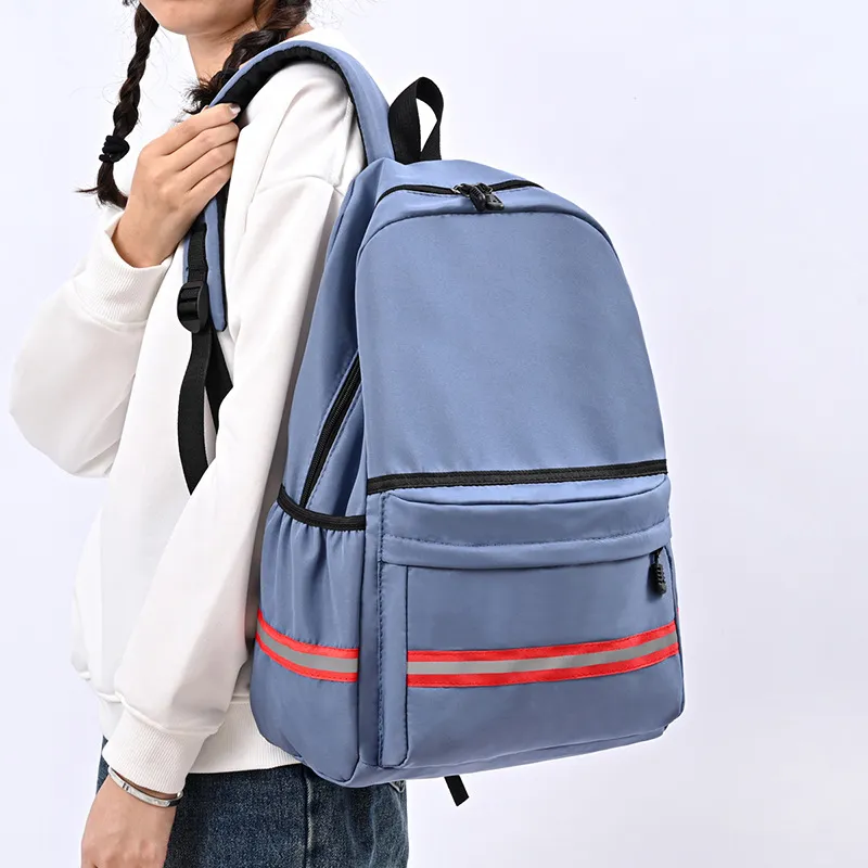 MOK Nylon Backpack Regular Unisex Black/Rose Red/Purple/Blue-6