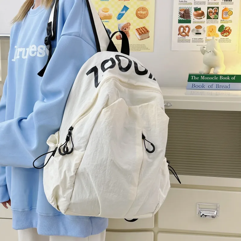 MOK Nylon Backpack Regular Unisex Green/White/Black/Light Gray/Orange-6