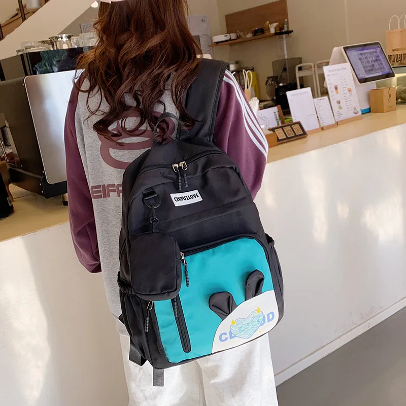 MOK Nylon Backpack Women's Black/Purple/Green/Blue-1