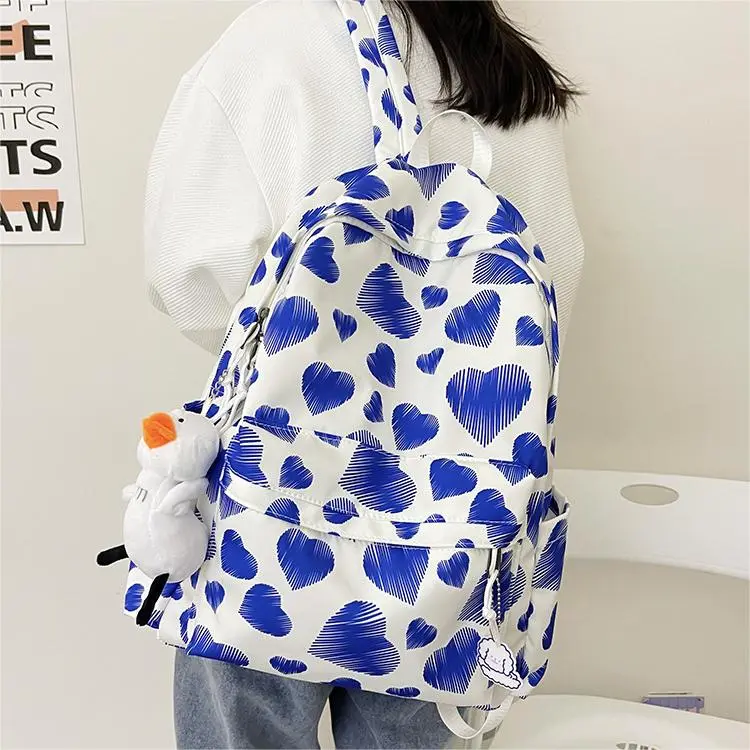 MOK Nylon Fabric Backpack Black/Red/Blue-6