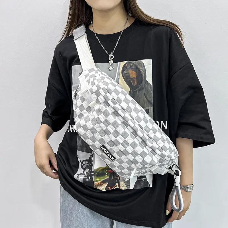 MOK Nylon Sling Bag Shoulder Bag Crossbody Bag Regular Unisex Light Gray/Black/Neon Green/Pink-1