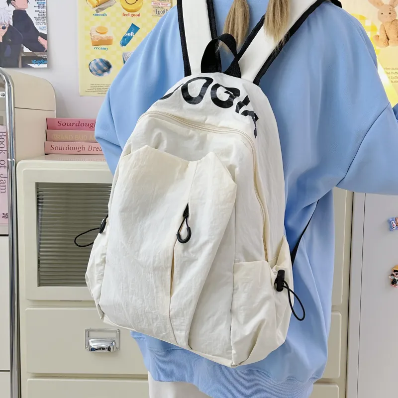 MOK Nylon Backpack Regular Unisex Green/White/Black/Light Gray/Orange-7