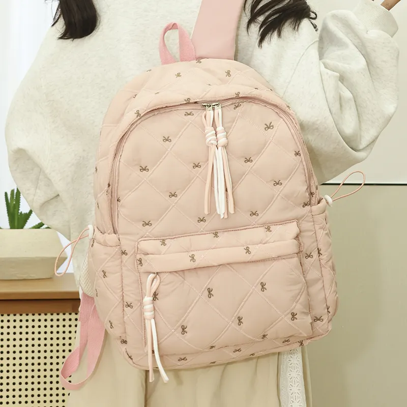 MOK Oxford Backpack Women's Black/Pink/Burgundy/Light Brown/Beige-9
