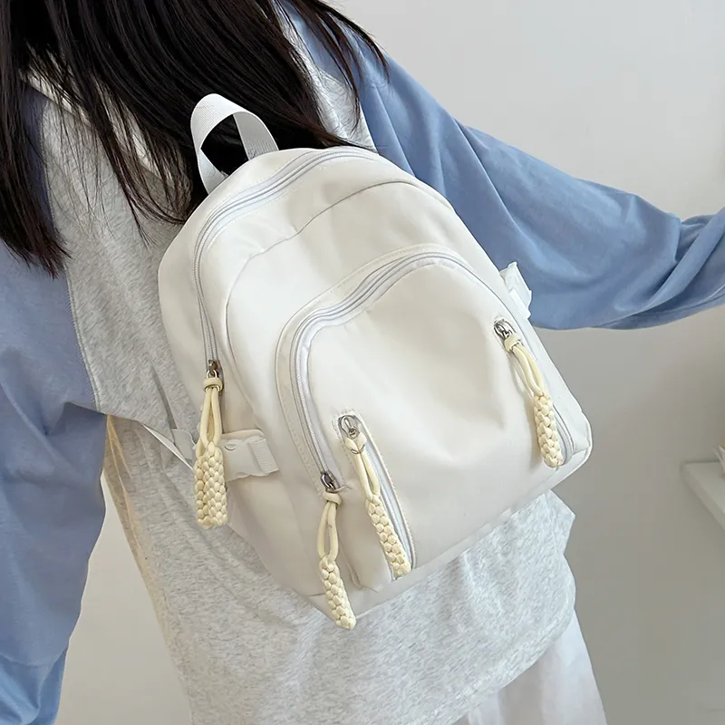 MOK Nylon Backpack Women's White/Black/Pink/Yellow/Blue-2