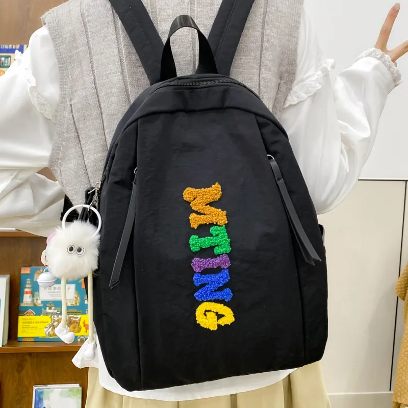 MOK Nylon Backpack Unisex Ecru/Black/Yellow/Khaki/Neon Green-5
