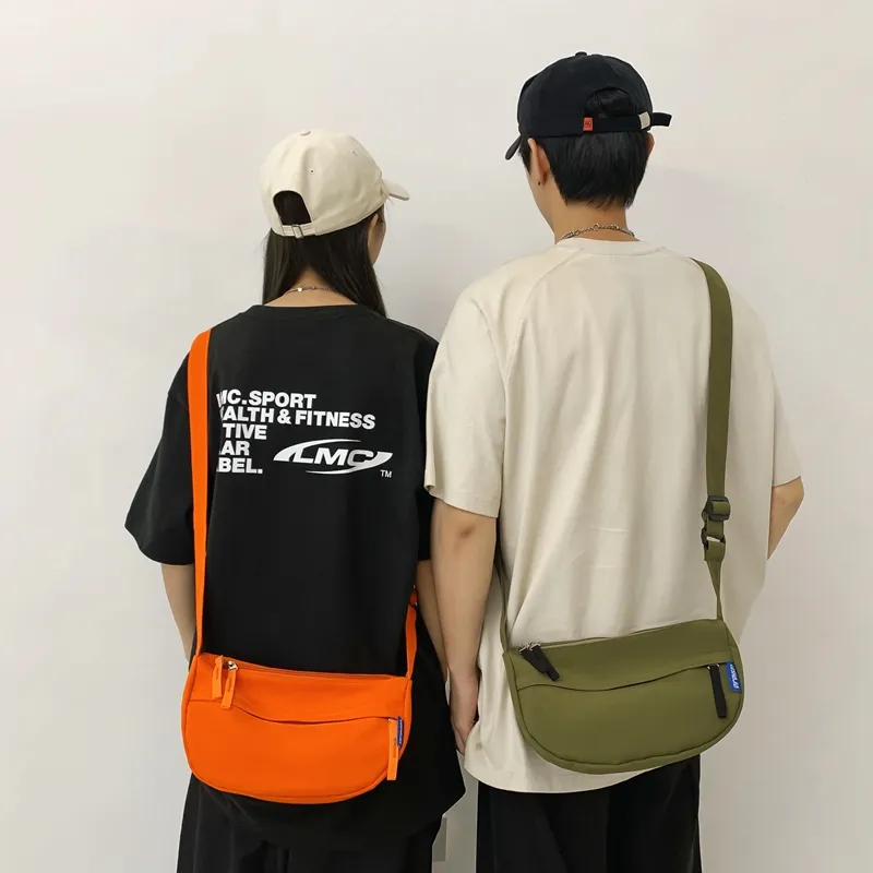 MOK Nylon Crossbody Bag Unisex White/Black/Orange Red/Lemon/Army Green-13