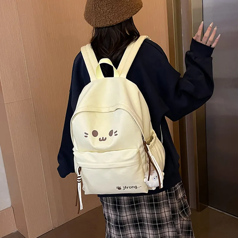 MOK Nylon Backpack Regular Women's Ecru/Yellow/Black/Blue/Pink-7