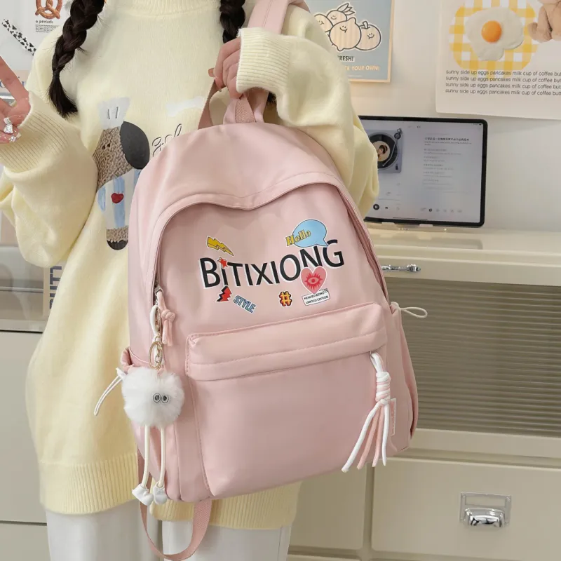 MOK Nylon Backpack Regular Women's White/Black/Yellow/Pink-19