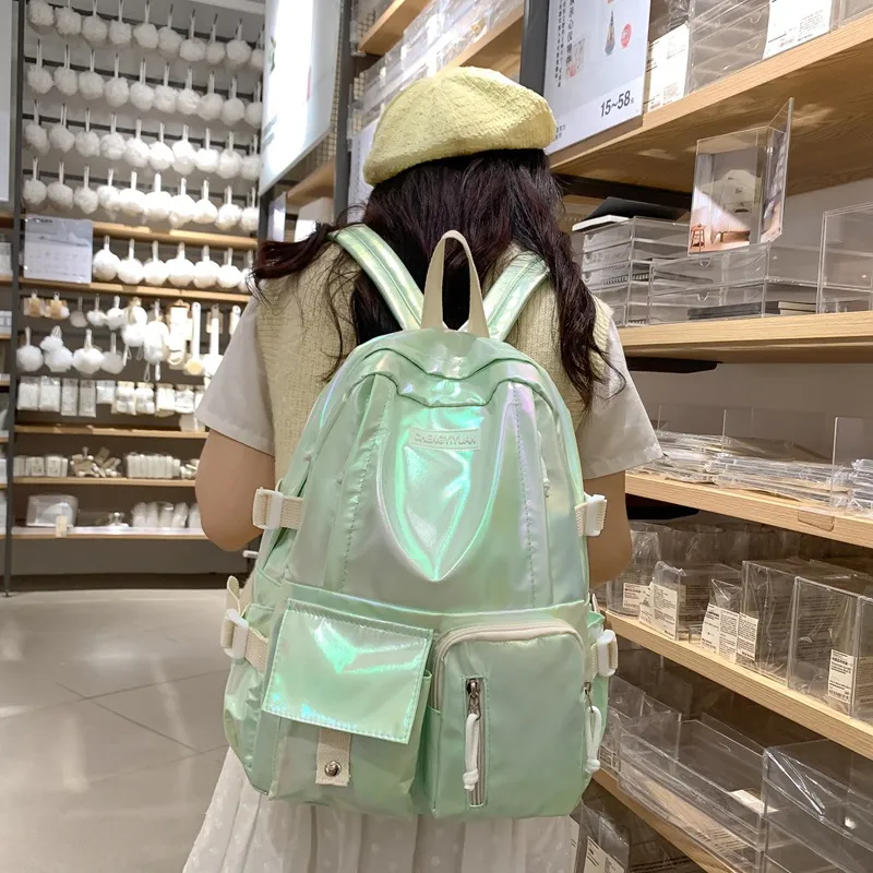 MOK Laser PU Backpack Unisex Ecru/Fuchsia/Light Green/Pink-6