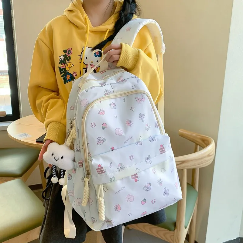 MOK Composite Cloth Backpack Women's White Bunny/White Bear/Light Pink Bunny/Light Blue Bowknot/White Puppy-15