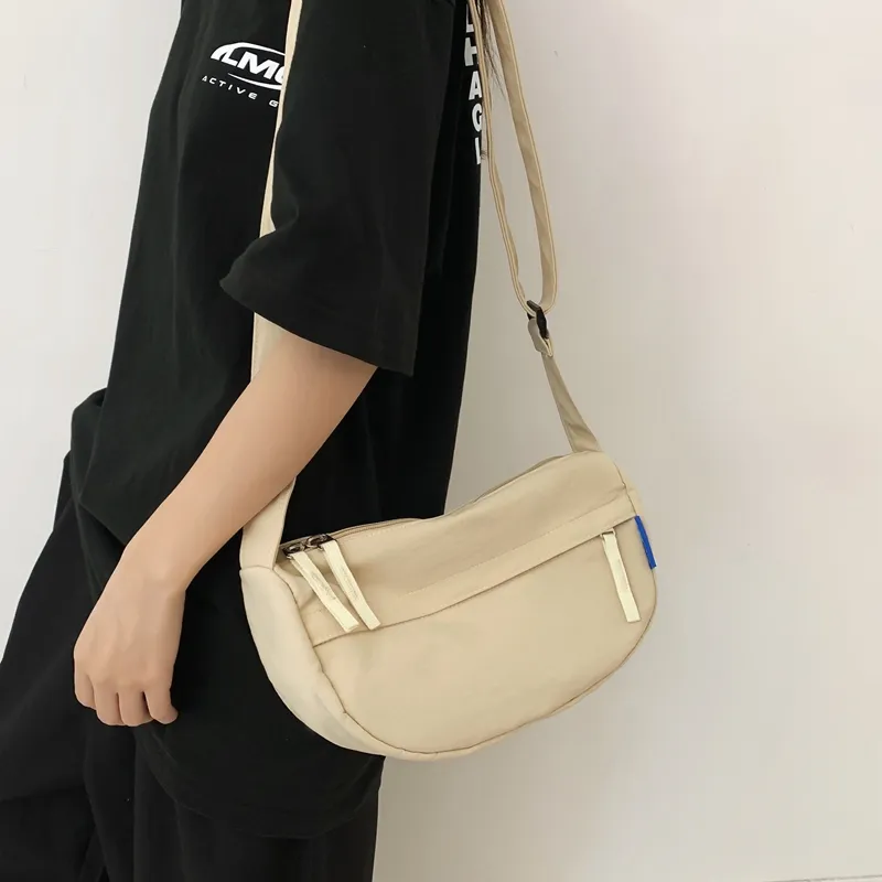 MOK Nylon Crossbody Bag Unisex White/Black/Orange Red/Lemon/Army Green-4