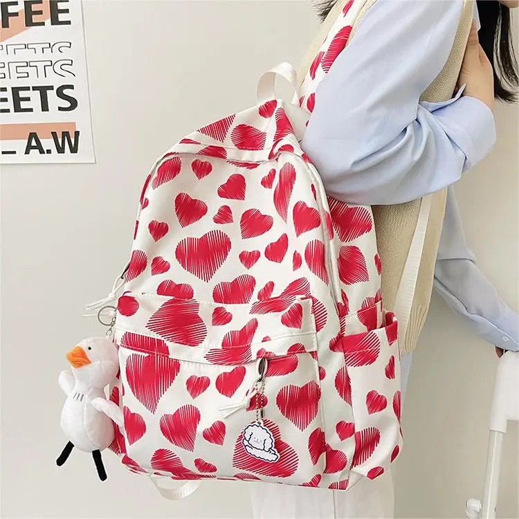 MOK Nylon Fabric Backpack Black/Red/Blue-4
