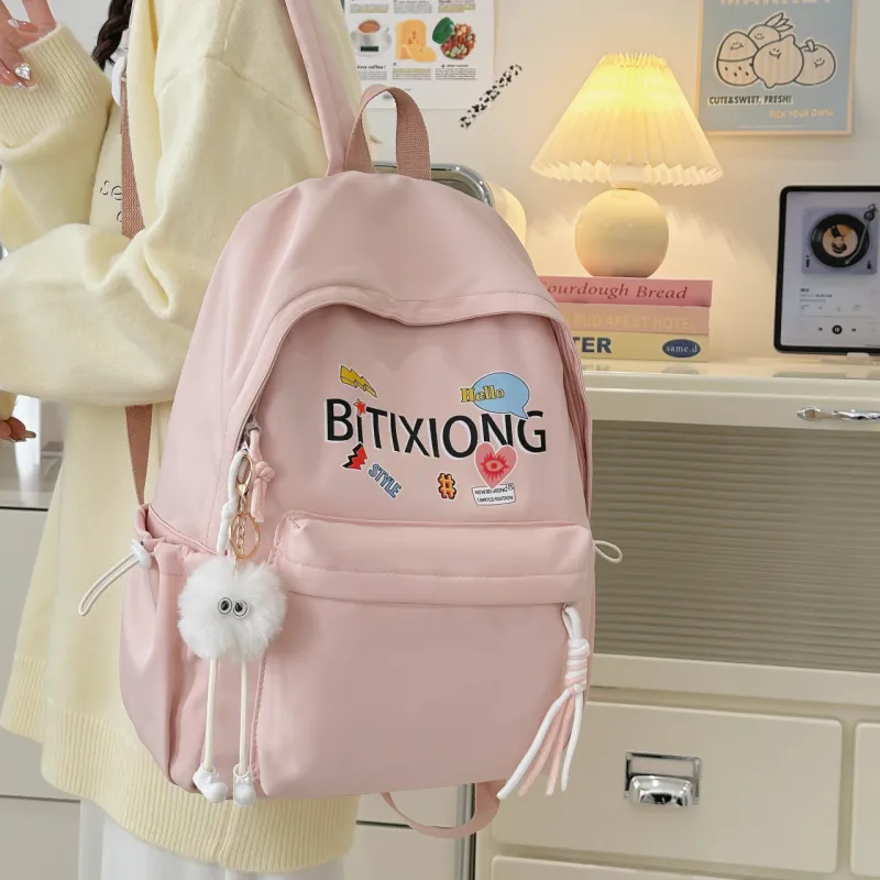 MOK Nylon Backpack Regular Women's White/Black/Yellow/Pink-20