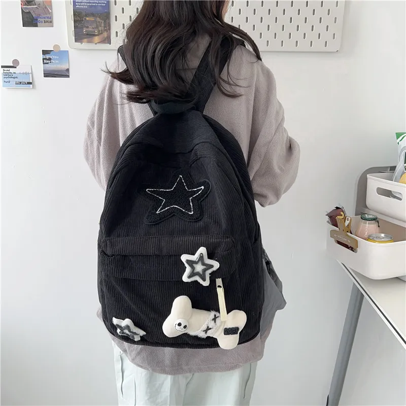 MOK Corduroy Backpack Unisex Ecru/Black-6