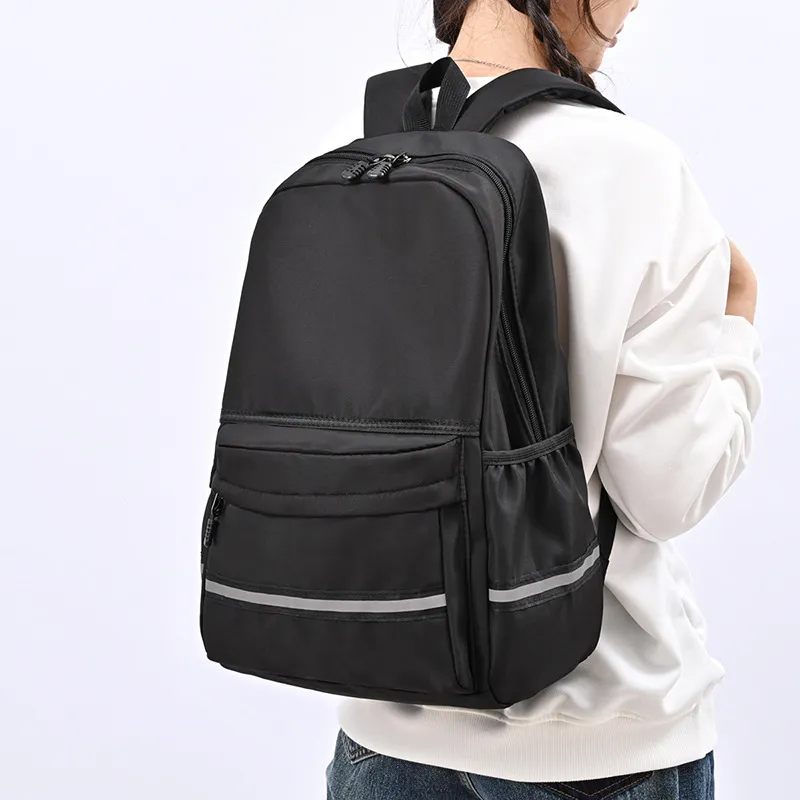 MOK Nylon Backpack Regular Unisex Black/Rose Red/Purple/Blue-1