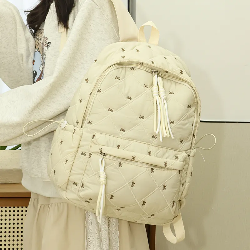 MOK Oxford Backpack Women's Black/Pink/Burgundy/Light Brown/Beige-21