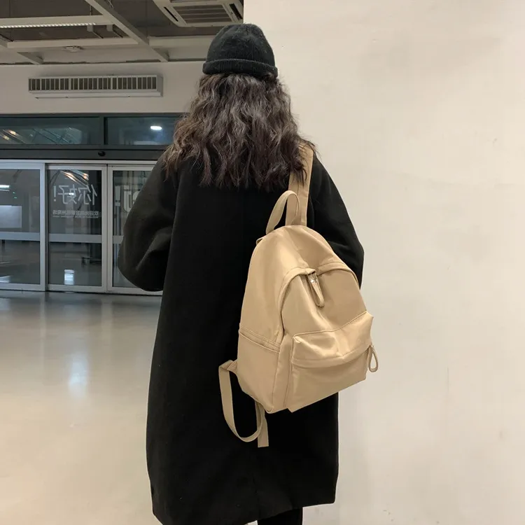 MOK Cotton Fabric Laptop Backpack Unisex Black/Blue/Ecru/Coffee-8