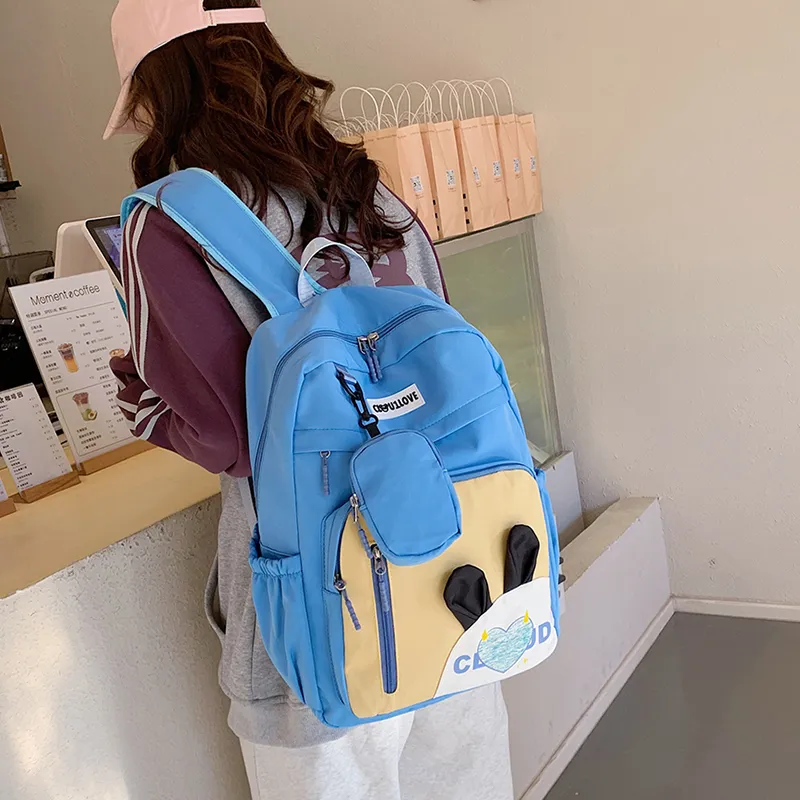 MOK Nylon Backpack Women's Black/Purple/Green/Blue-8