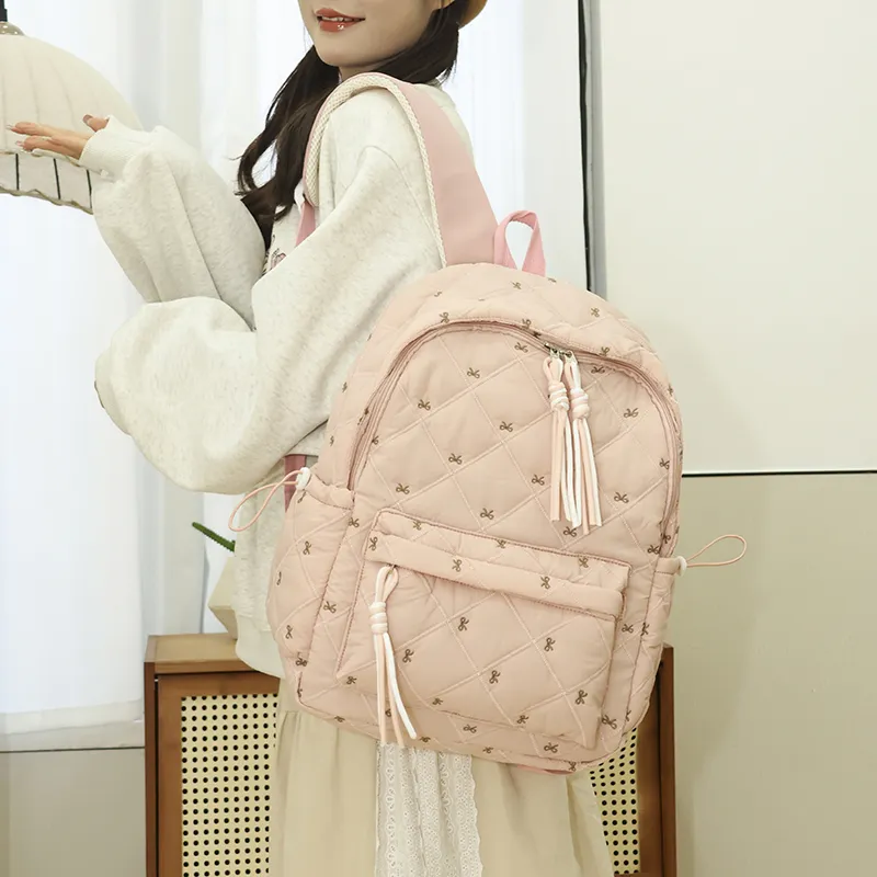 MOK Oxford Backpack Women's Black/Pink/Burgundy/Light Brown/Beige-6