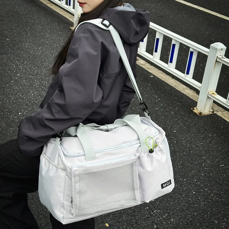 MOK Nylon Gym Bag Medium Size Unisex Gray/Black/Khaki-2