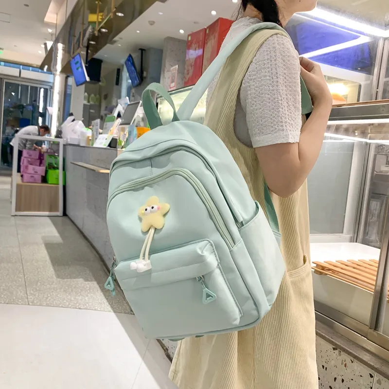 MOK Nylon Backpack Unisex Ecru/Black/Yellow/Green/Pink-5