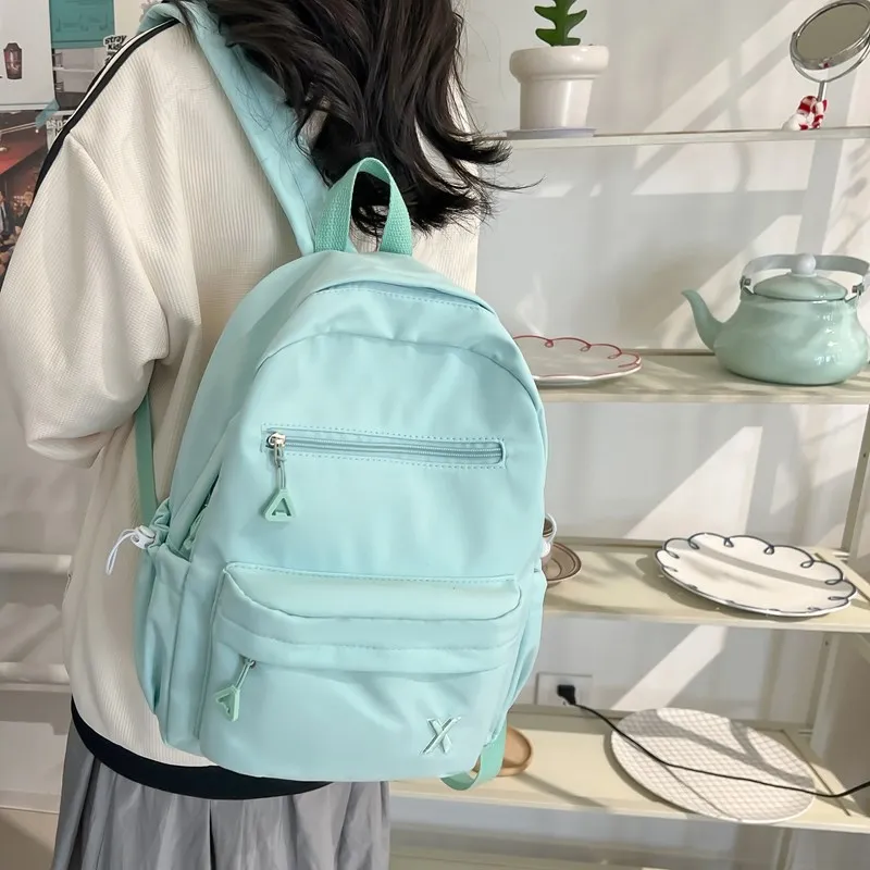 MOK Composite Cloth Backpack Unisex Ecru/Gray/Light Yellow/Light Green-8