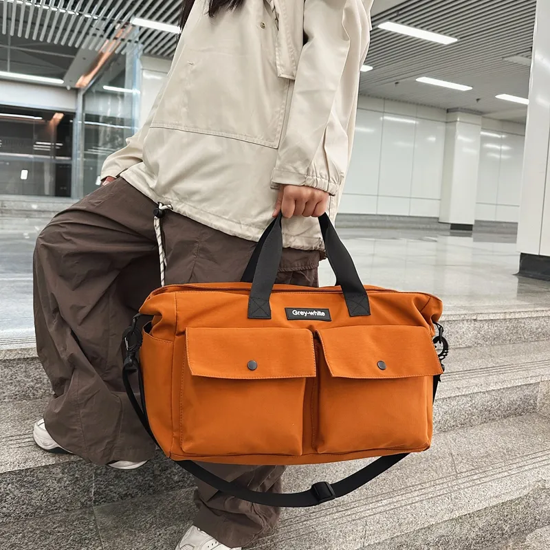 MOK Nylon Travel Bag Unisex Orange Black Green-1