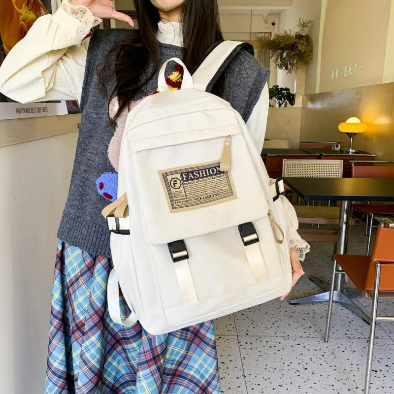 MOK Nylon Backpack Regular Unisex White/Black/Burgundy/Khaki-5