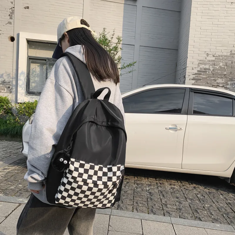 MOK Nylon Backpack Unisex Checkerboard/White/Black-8