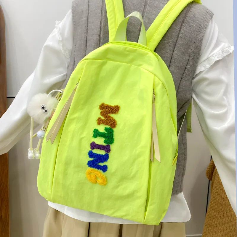 MOK Nylon Backpack Unisex Ecru/Black/Yellow/Khaki/Neon Green-18