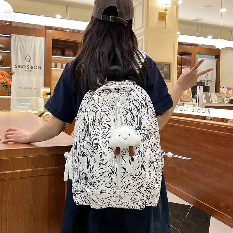 MOK Nylon Backpack Regular Unisex White/Black/Red/Light Blue-1