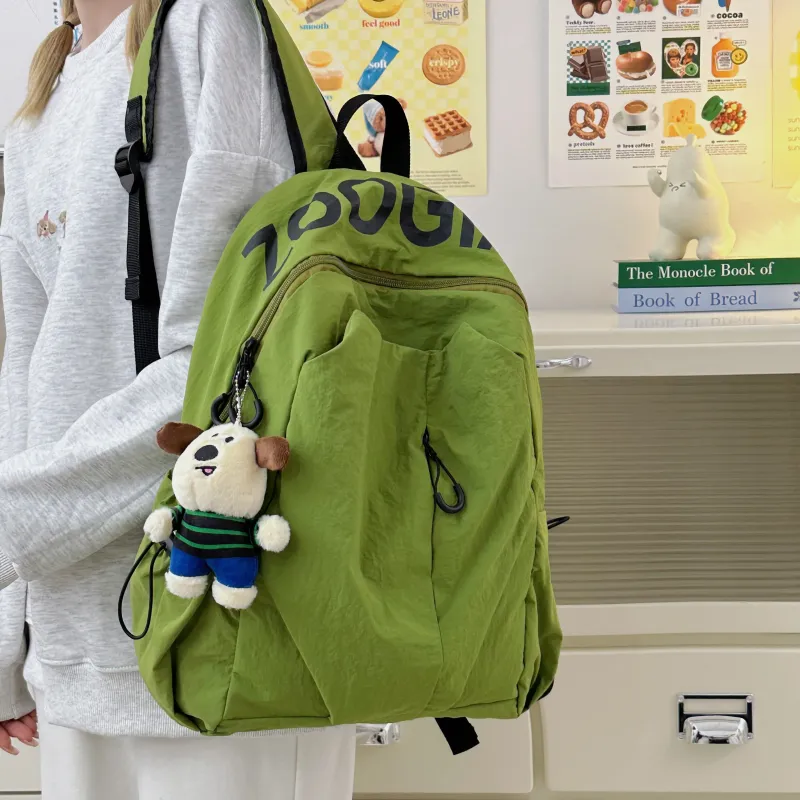 MOK Nylon Backpack Regular Unisex Green/White/Black/Light Gray/Orange-2