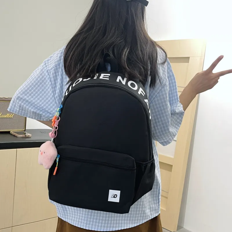 MOK Nylon Backpack Unisex Olive Dark Green/Light Fruit Green/Pink & Light Blue/Black-9