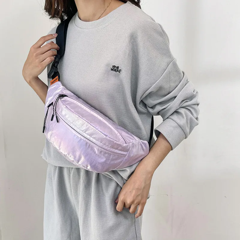 MOK Nylon Sling Bag Unisex White/Light Purple/Light Green-4
