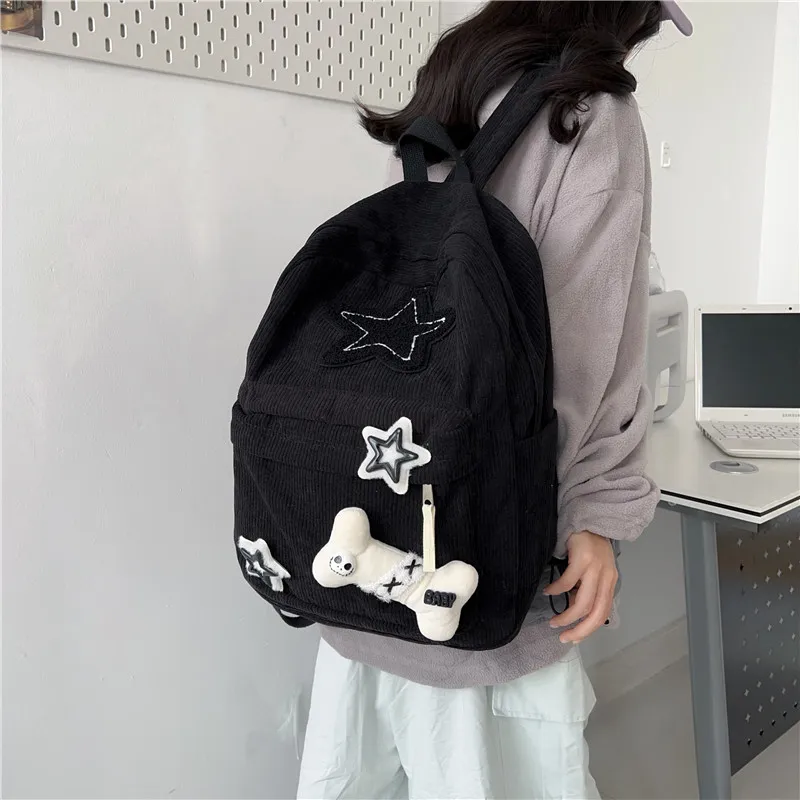 MOK Corduroy Backpack Unisex Ecru/Black-7