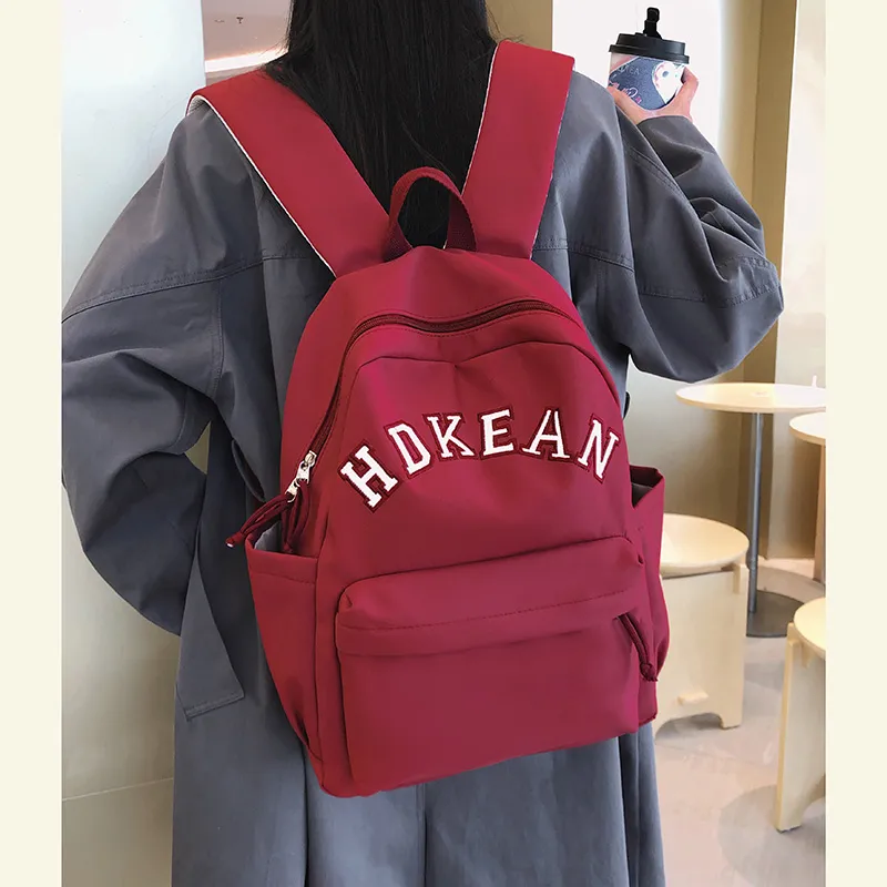 MOK Nylon Backpack Unisex White/Black/Red/Khaki/Brown-7
