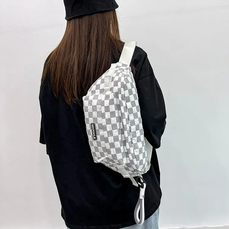 MOK Nylon Sling Bag Shoulder Bag Crossbody Bag Regular Unisex Light Gray/Black/Neon Green/Pink-2