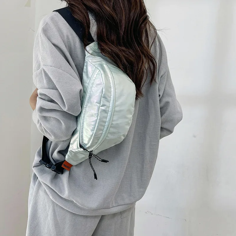 MOK Nylon Sling Bag Unisex White/Light Purple/Light Green-6