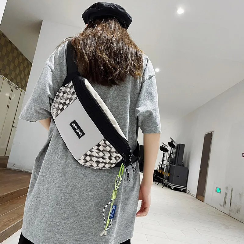 MOK Nylon Crossbody One Shoulder Sling Bags Unisex White/Black/Green/Blue-5