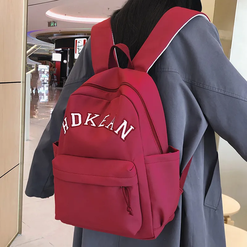 MOK Nylon Backpack Unisex White/Black/Red/Khaki/Brown-5