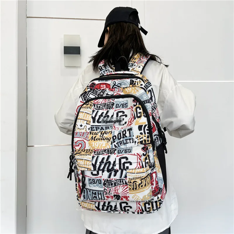 MOK Nylon Backpack Unisex White/Gray/Black-1