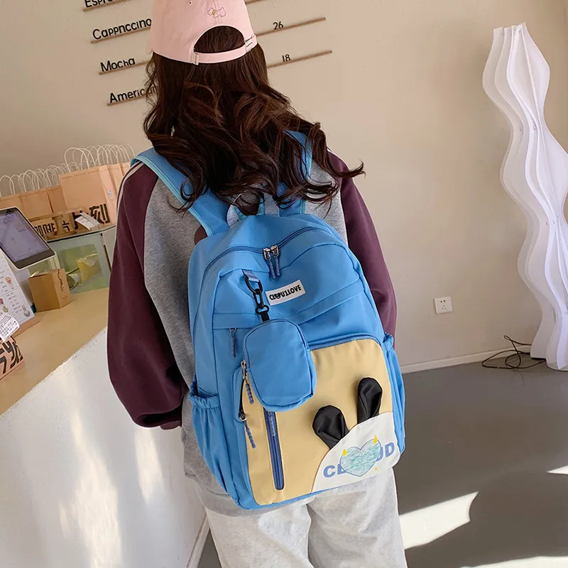 MOK Nylon Backpack Women's Black/Purple/Green/Blue-9