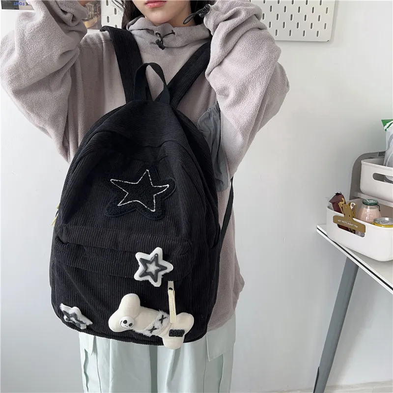 MOK Corduroy Backpack Unisex Ecru/Black-5